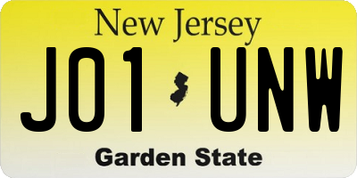 NJ license plate J01UNW