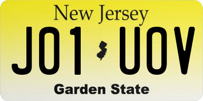 NJ license plate J01UOV