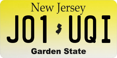 NJ license plate J01UQI