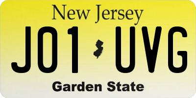 NJ license plate J01UVG