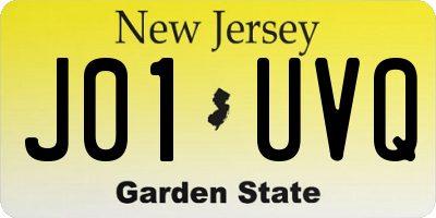NJ license plate J01UVQ