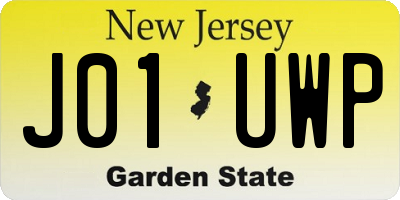 NJ license plate J01UWP