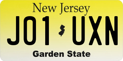 NJ license plate J01UXN
