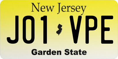 NJ license plate J01VPE