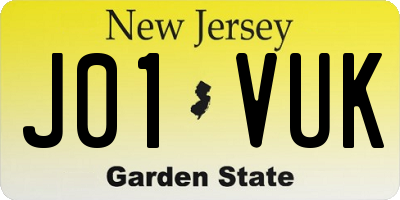 NJ license plate J01VUK