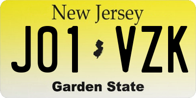 NJ license plate J01VZK