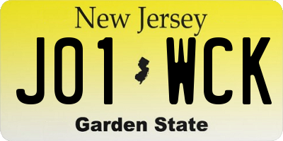 NJ license plate J01WCK