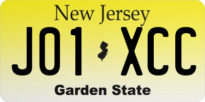 NJ license plate J01XCC