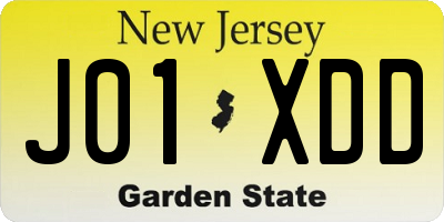 NJ license plate J01XDD