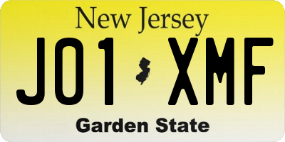 NJ license plate J01XMF