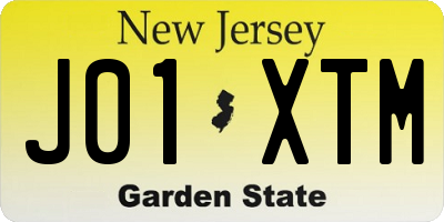 NJ license plate J01XTM