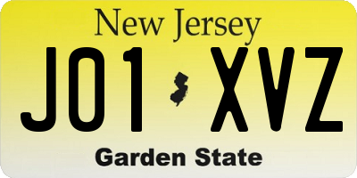 NJ license plate J01XVZ