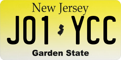 NJ license plate J01YCC
