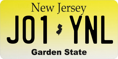 NJ license plate J01YNL