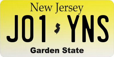 NJ license plate J01YNS