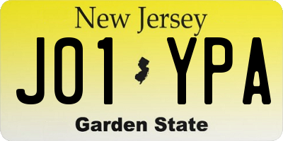 NJ license plate J01YPA