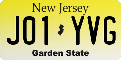 NJ license plate J01YVG