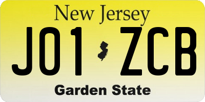 NJ license plate J01ZCB
