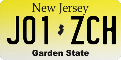NJ license plate J01ZCH
