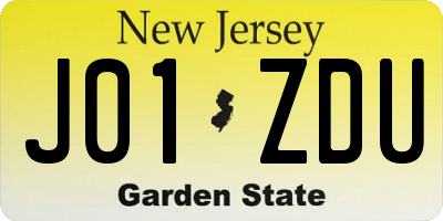 NJ license plate J01ZDU