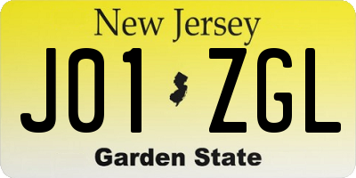 NJ license plate J01ZGL