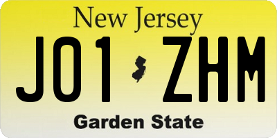 NJ license plate J01ZHM