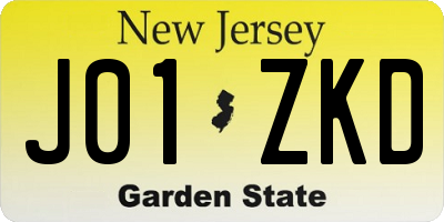 NJ license plate J01ZKD