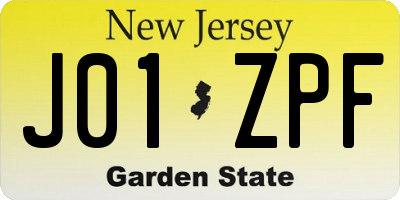 NJ license plate J01ZPF