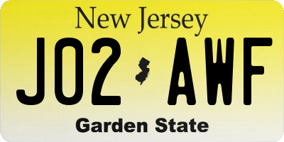NJ license plate J02AWF