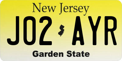 NJ license plate J02AYR