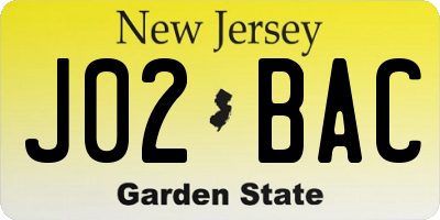 NJ license plate J02BAC