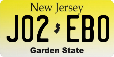 NJ license plate J02EBO