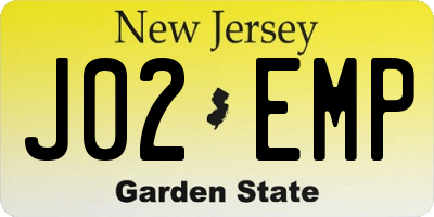 NJ license plate J02EMP