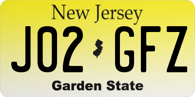 NJ license plate J02GFZ