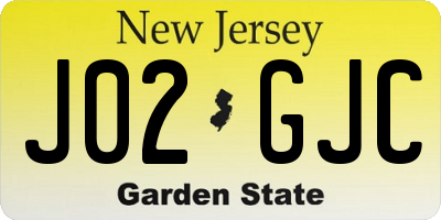 NJ license plate J02GJC