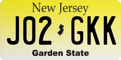 NJ license plate J02GKK