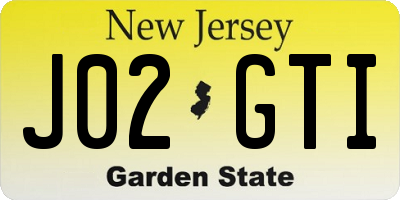 NJ license plate J02GTI