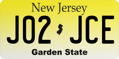 NJ license plate J02JCE