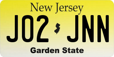 NJ license plate J02JNN