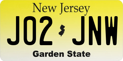 NJ license plate J02JNW