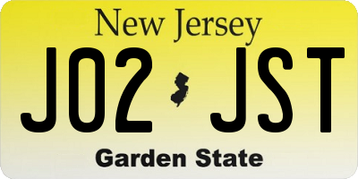 NJ license plate J02JST