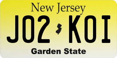 NJ license plate J02KOI