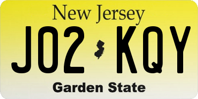 NJ license plate J02KQY