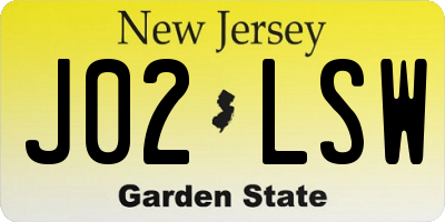 NJ license plate J02LSW