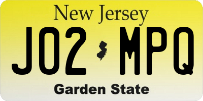 NJ license plate J02MPQ