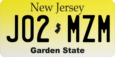 NJ license plate J02MZM