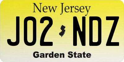NJ license plate J02NDZ