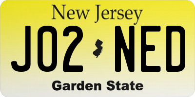NJ license plate J02NED