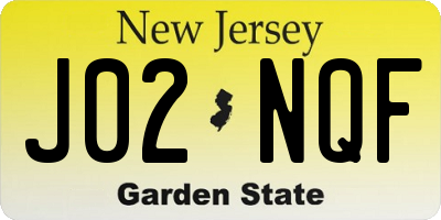 NJ license plate J02NQF