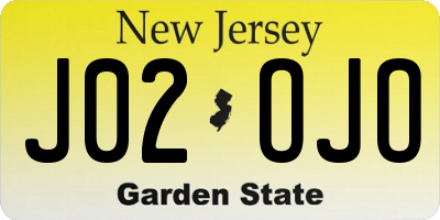 NJ license plate J02OJO